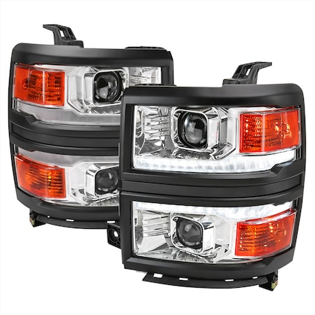 Spec-D Tuning 14-15 Chevrolet Silverado 1500 Projector Headlights 2LHP-SIV14-SQ-RS